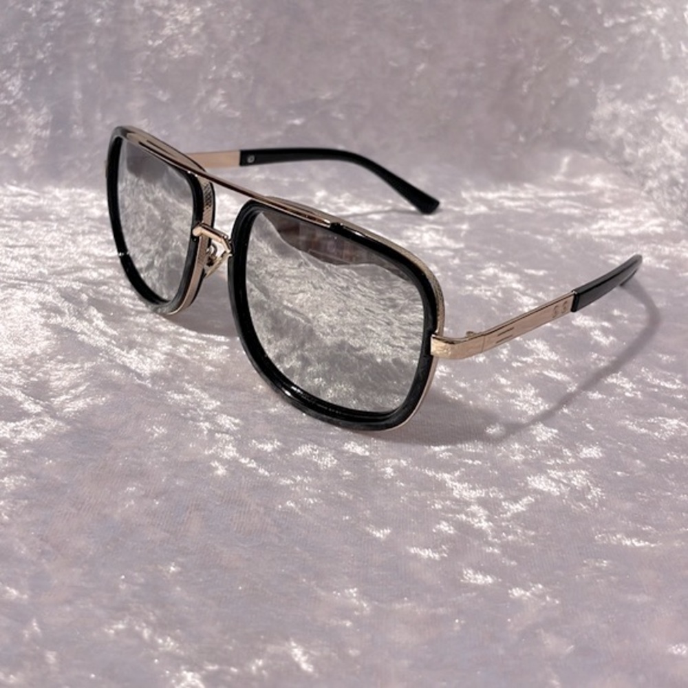 New Modern Brow Bar Silver Mirror Lens Oversize Square Aviator Sunglasses Shades - Picture 3 of 7